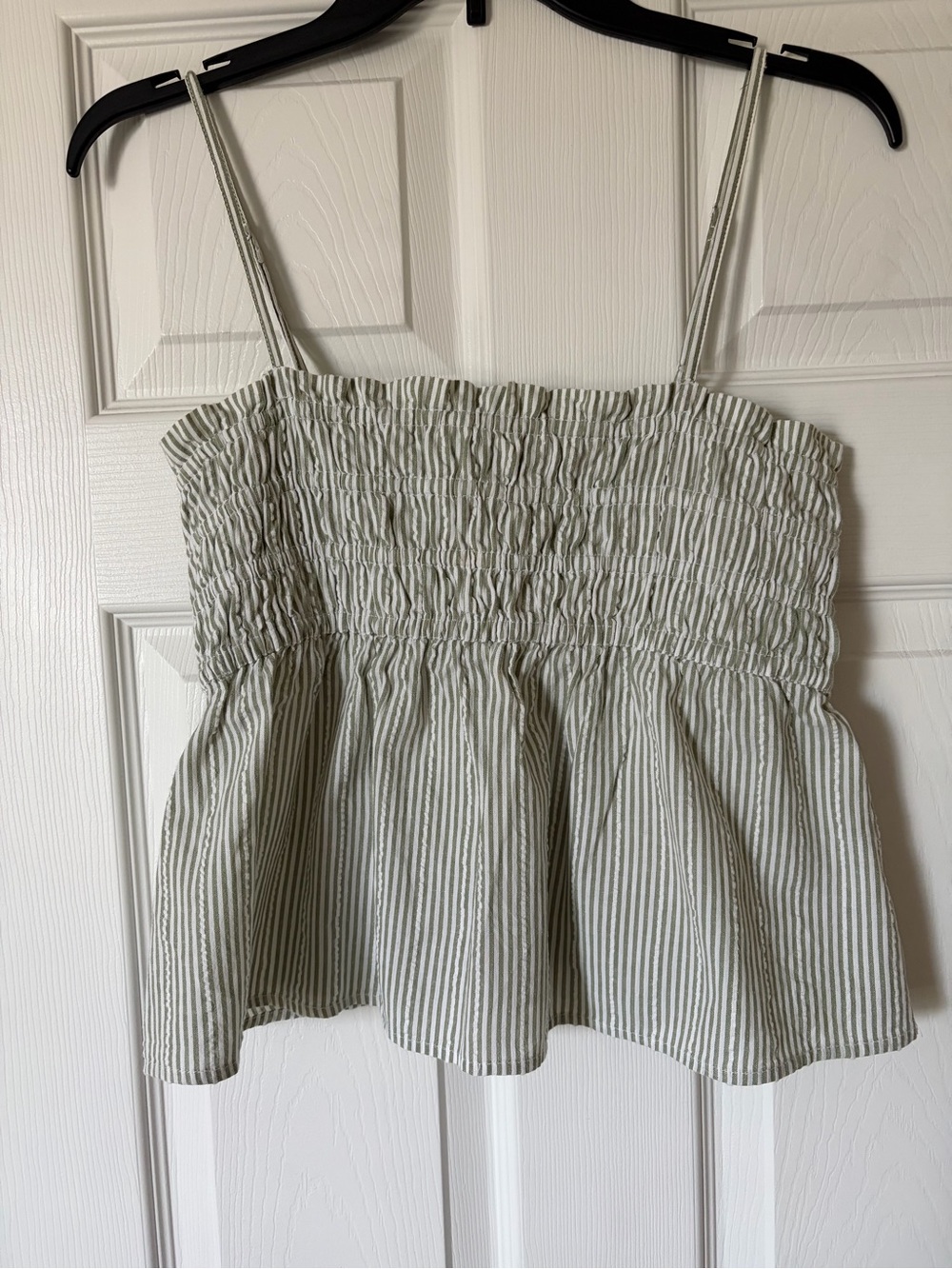 American Eagle Smocked Striped Seersucker Top